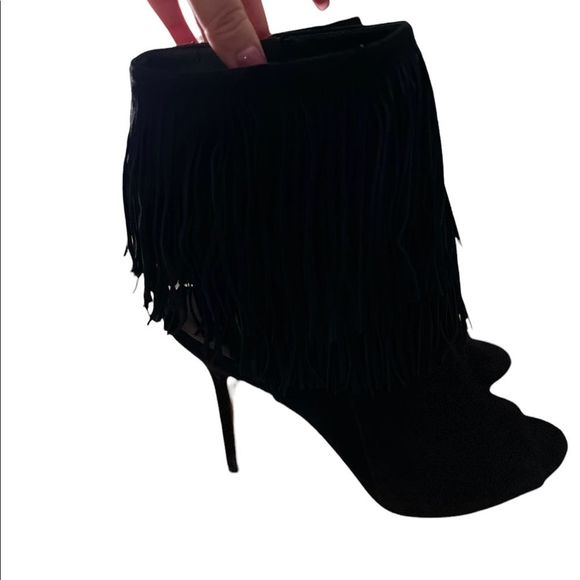 Sam Edelman Arizona Tassel Peep Toe Heel Black - Picture 9 of 11